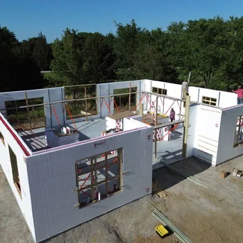 Aerial view of a SuperForm ICF residential construction site